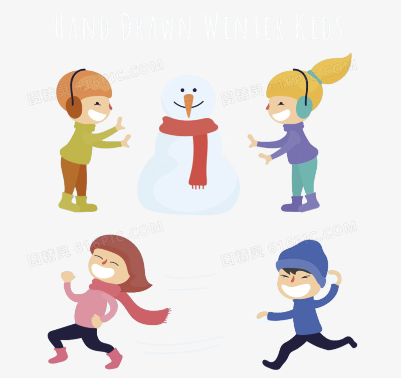 关键词:矢量装饰雪人小孩冬天卡通图精灵为您提供玩雪的小孩矢量素材