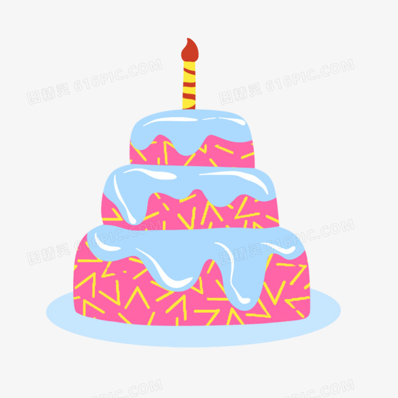 卡通手绘免抠生日贴纸之生日蛋糕