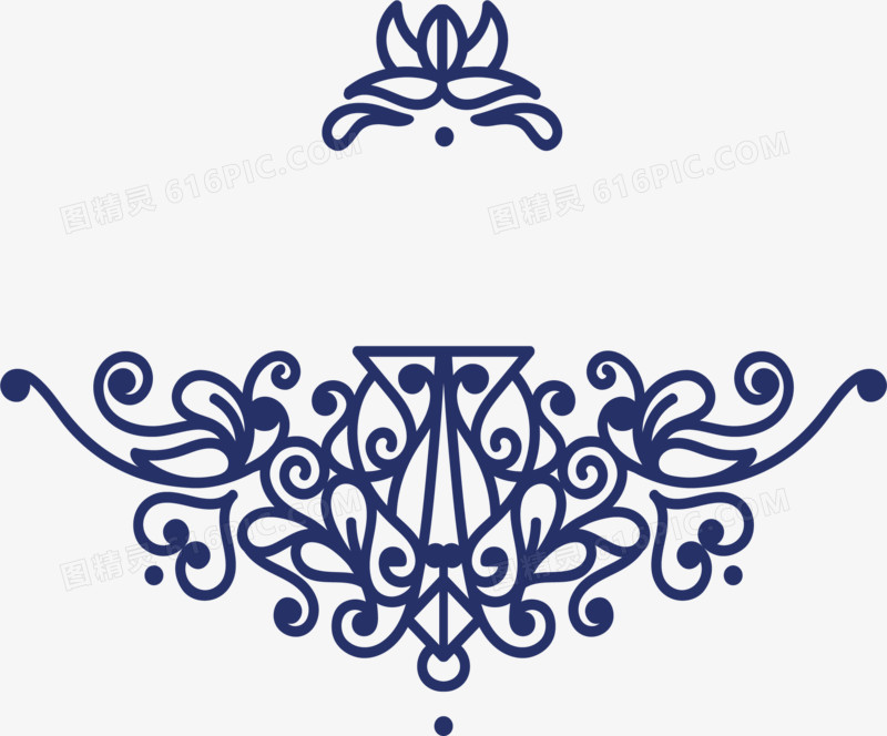 深蓝色欧式花纹标题装饰