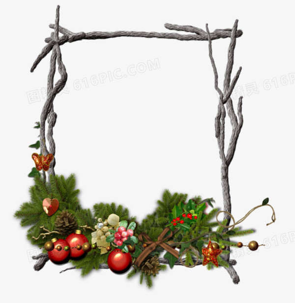 圣诞节树枝相框