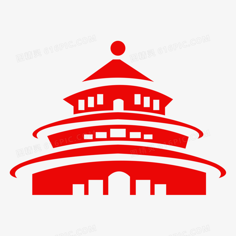红色创意天坛剪影素材