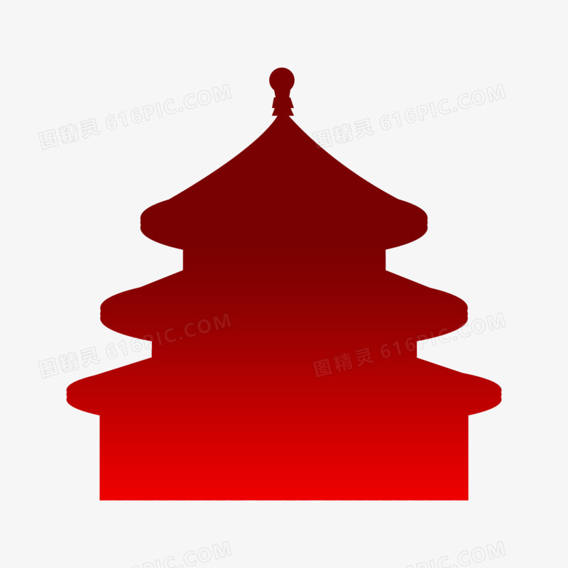 红色天坛剪影素材