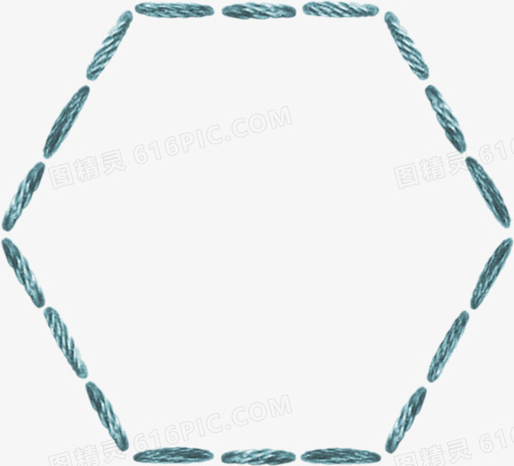 蓝色毛线六边形边框