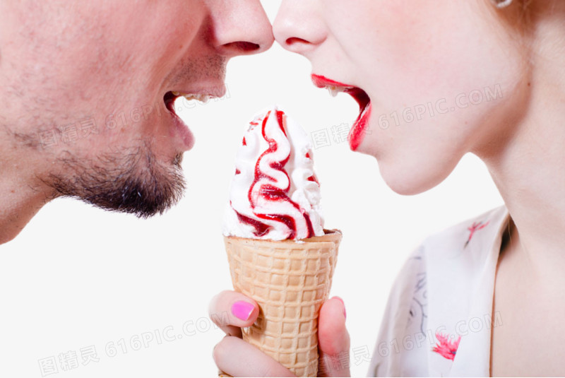 创意情侣一起吃冰淇淋