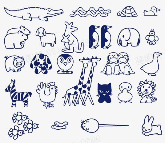 动物简笔画—矢量素材