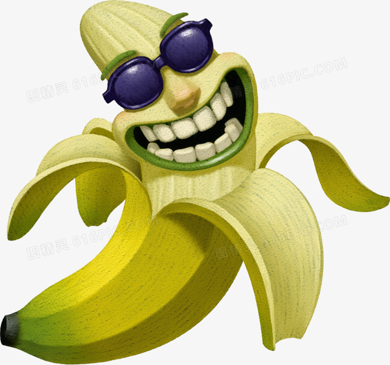 高清表情搞怪逗趣的香蕉人PNG