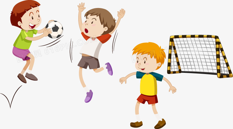 踢足球的卡通小孩