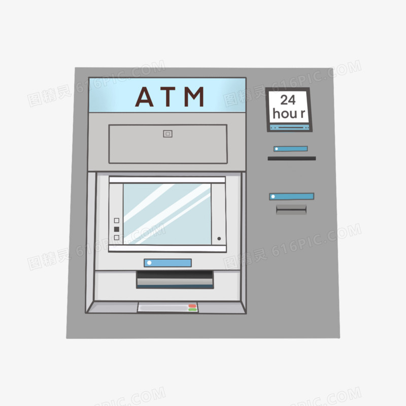 手绘取钱ATM机器免抠元素