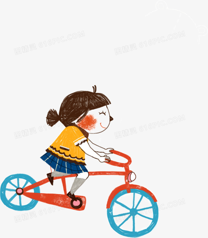 卡通可爱骑自行车小女孩