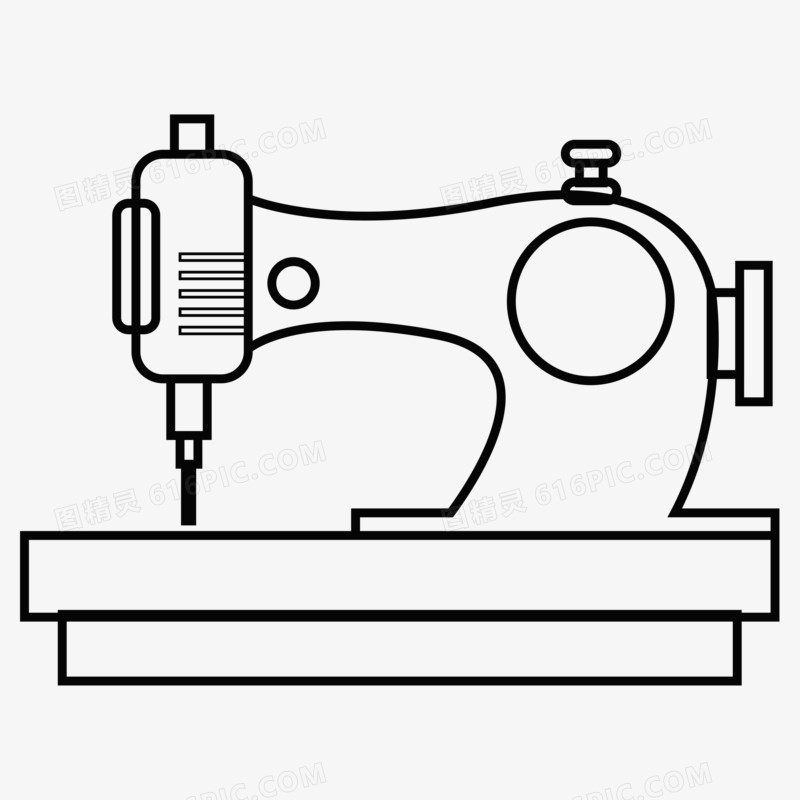黑白线稿缝纫机线稿装饰素材