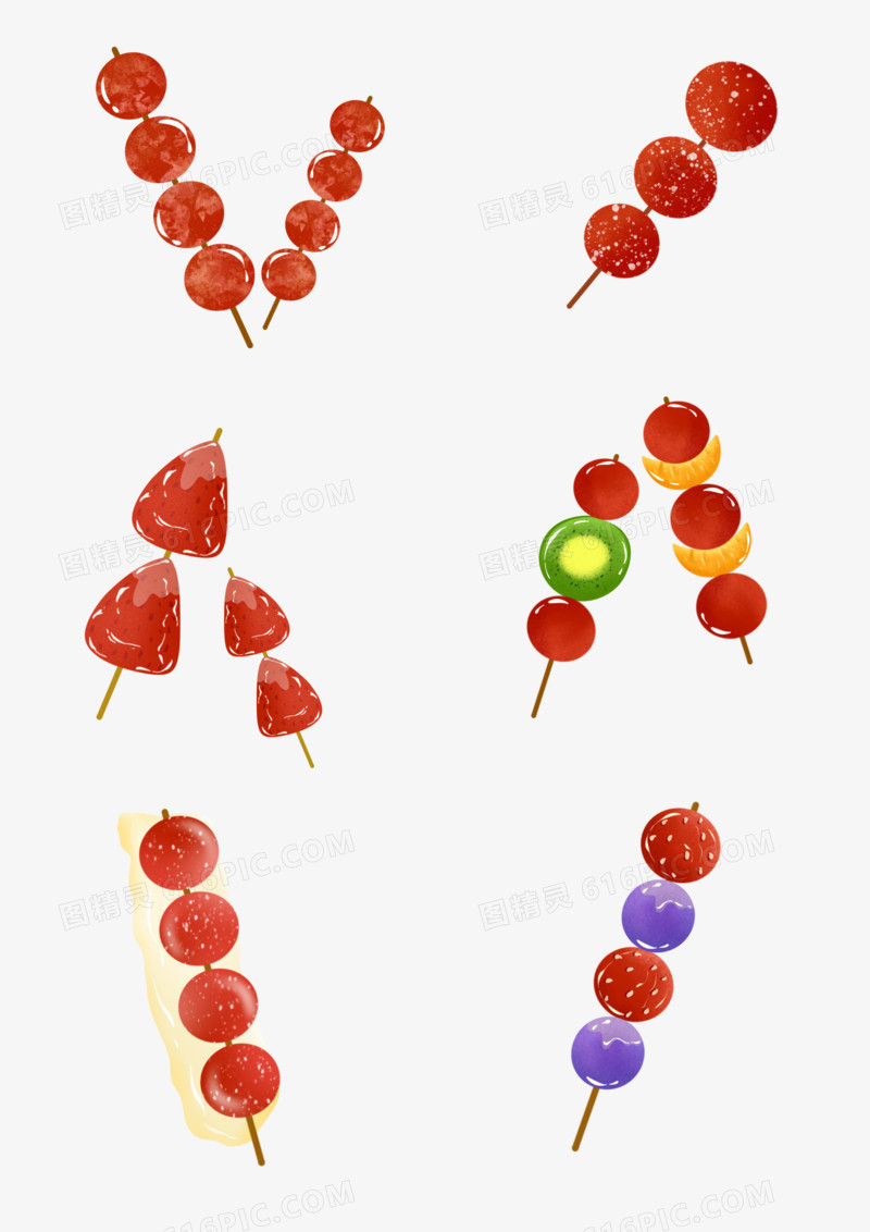 一组手绘糖葫芦套图合集素材
