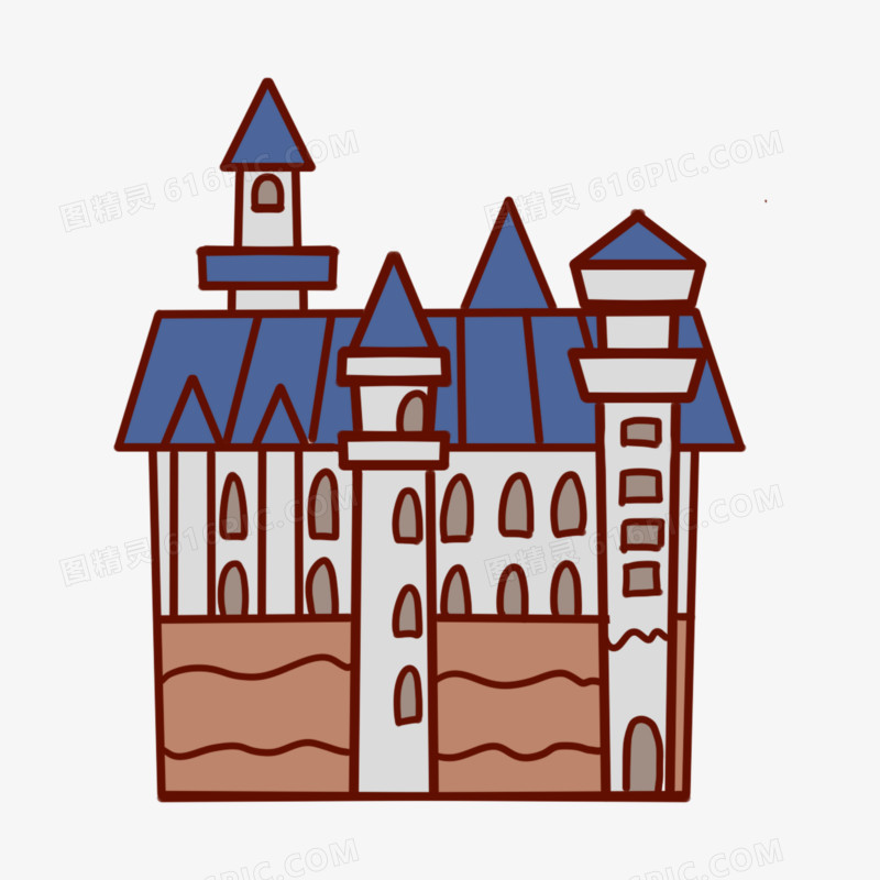 一组卡通手绘可爱城堡套图系列三元素