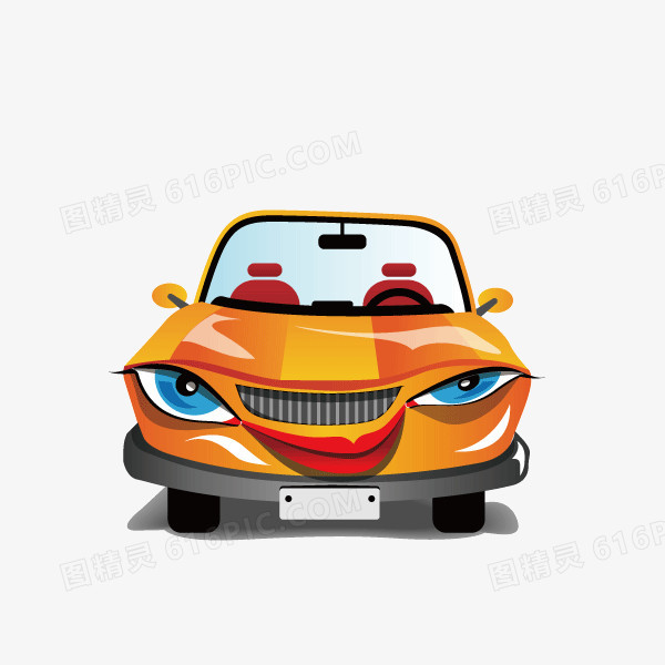 卡通 汽车 橙色 热情 表情 汽车总动员 矢量图 手绘