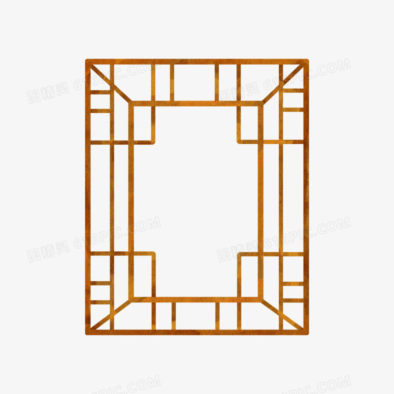 一组水彩古代古风中式窗户组合系列三元素