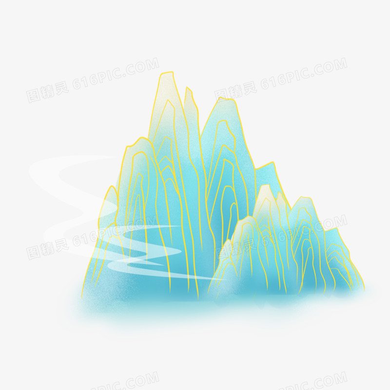 手绘免抠山峦元素