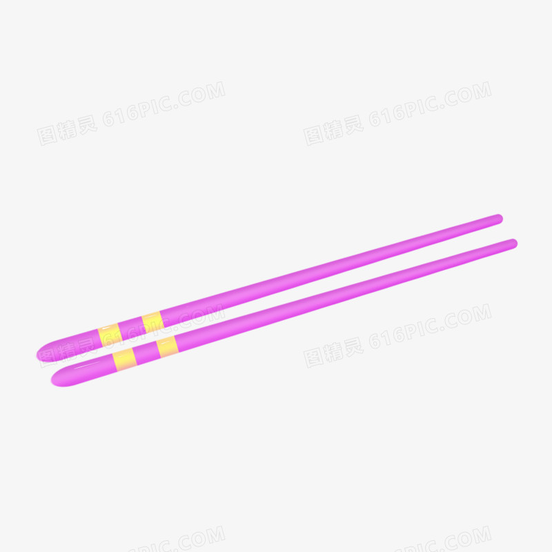 手绘一双紫色筷子免抠元素
