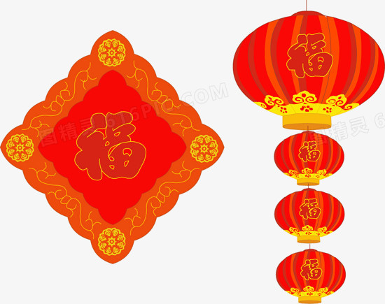剪纸节日素材 中国风喜庆红色灯笼