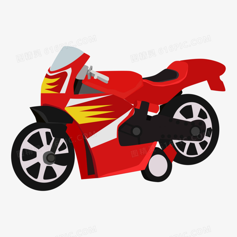 矢量红色摩托车交通工具素材