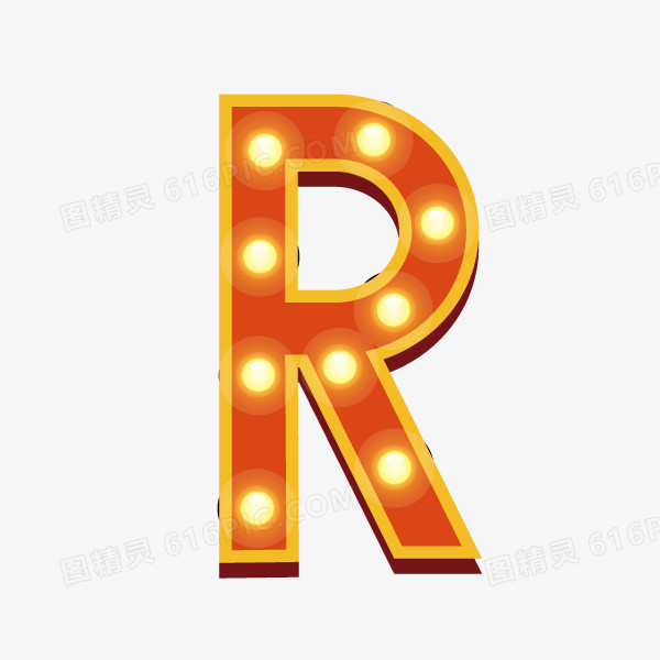 数字字母 字母R 霓虹灯