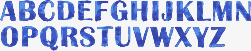 蓝色水彩英文字母设计矢量素材