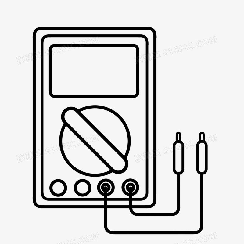 黑色简约万用表线稿素材
