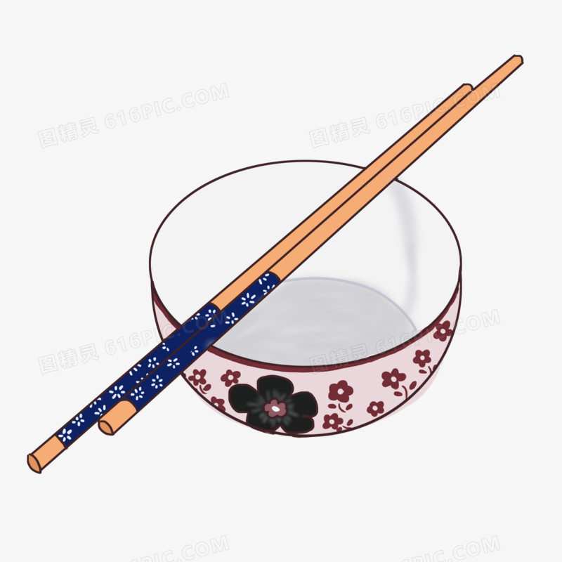 手绘卡通中式碗筷免抠元素