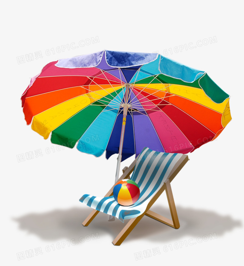 唯美可爱遮阳伞躺椅排球