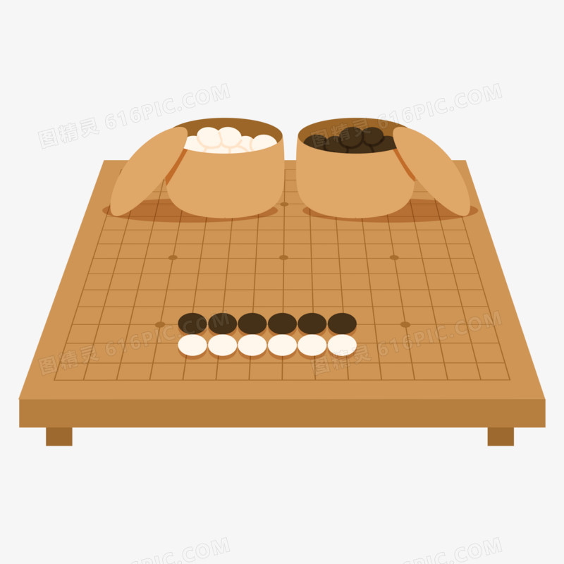 手绘扁平风围棋棋盘免抠元素