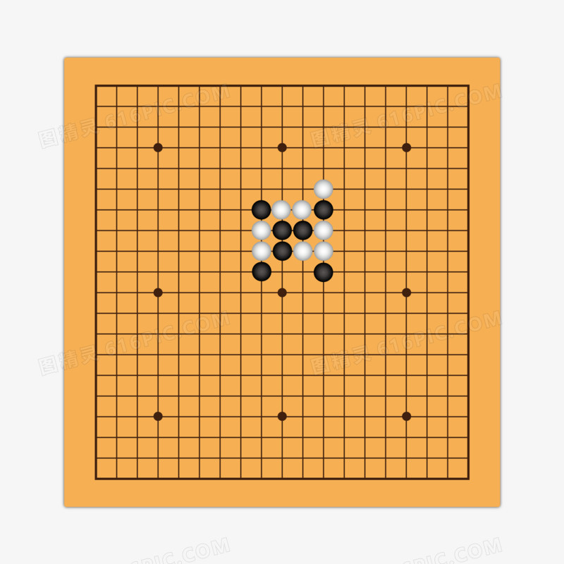 矢量黄色围棋盘围棋子