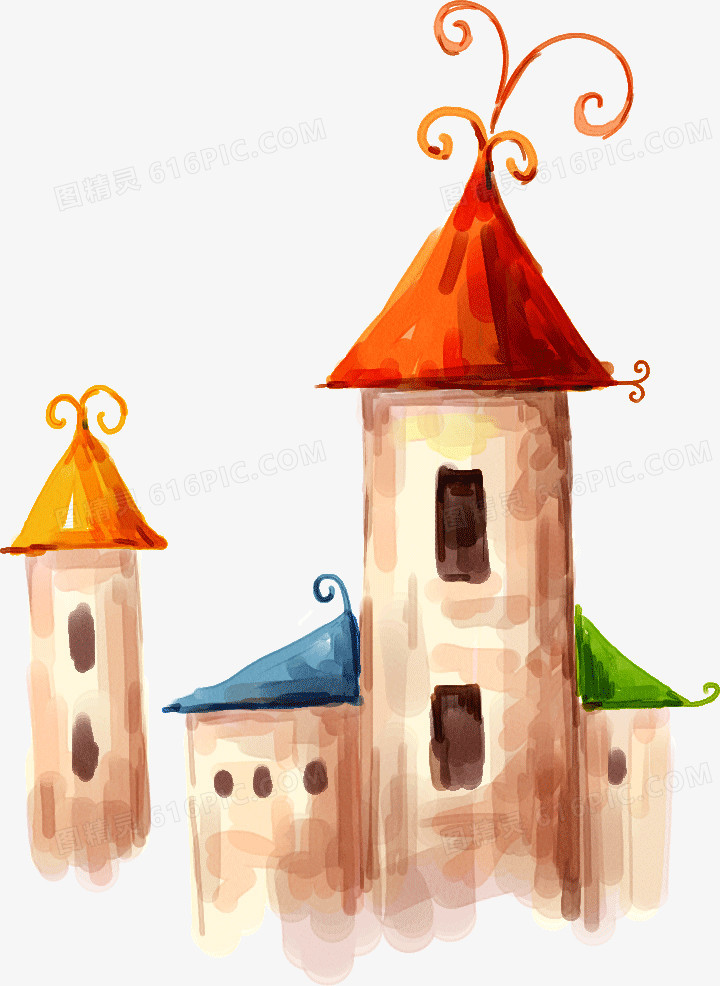 彩色可爱手绘插画城堡
