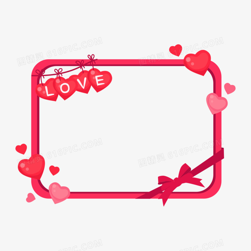 矢量love爱心蝴蝶结边框素材