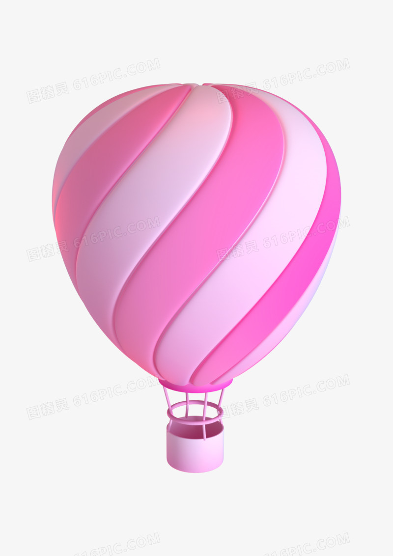 C4D粉色热气球元素