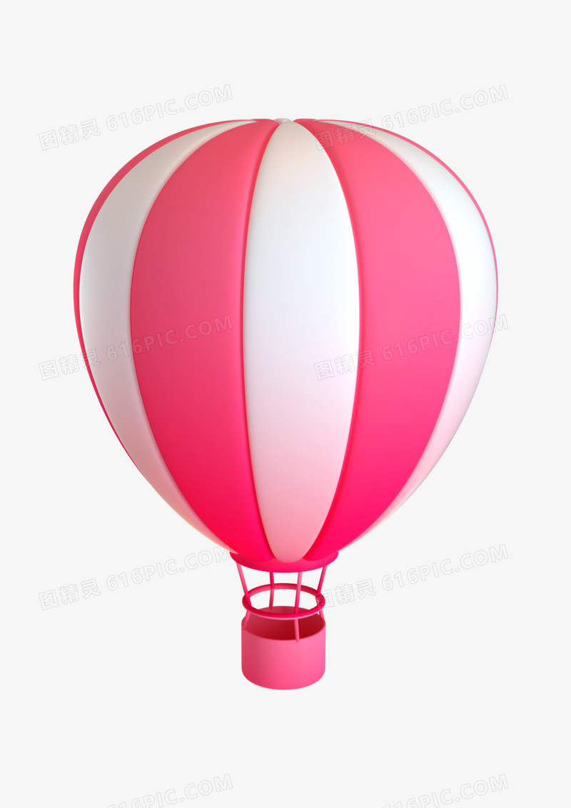 C4D粉白条纹热气球元素