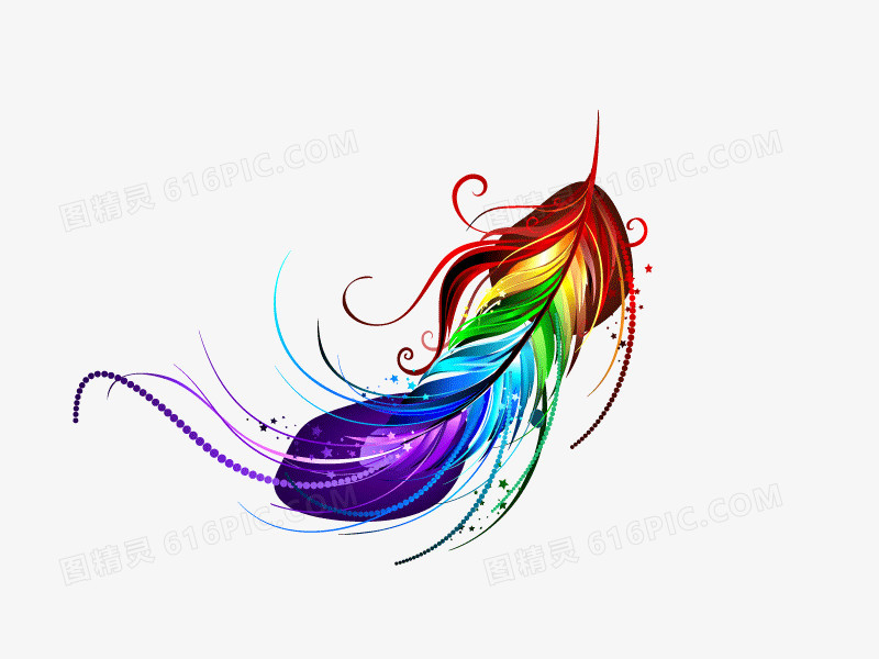 羽毛 彩虹渐变 矢量图 装饰图案 线条