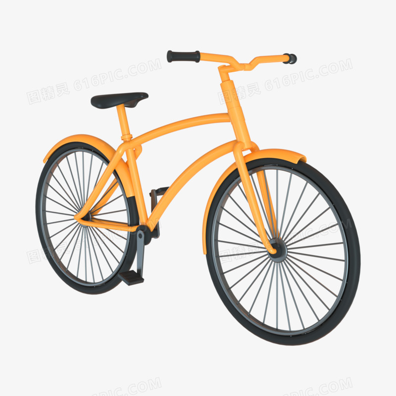 C4D橘色自行车元素