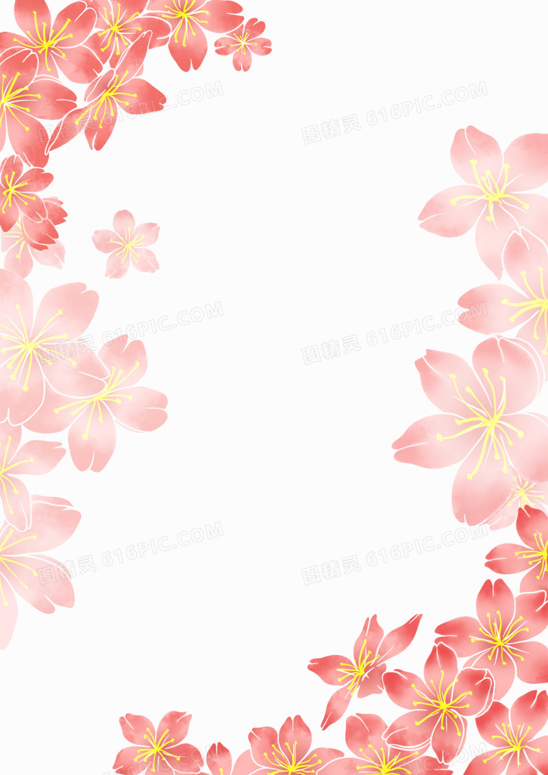 手绘粉色樱花边框素材