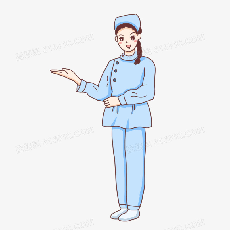 卡通手绘女护士免抠元素