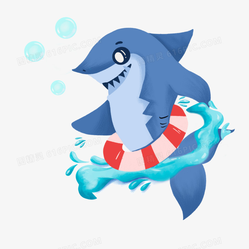 卡通动物鲨鱼元素