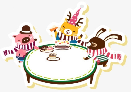 卡通动物的生日聚会矢量素材