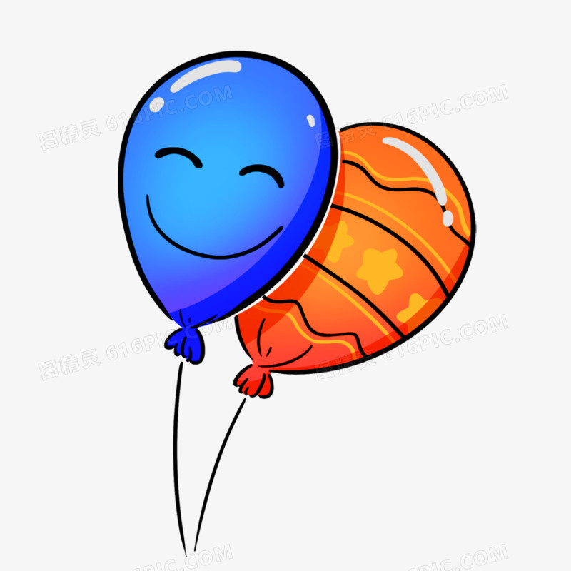 一组卡通涂鸦风格生日贴纸装饰之气球免抠元素