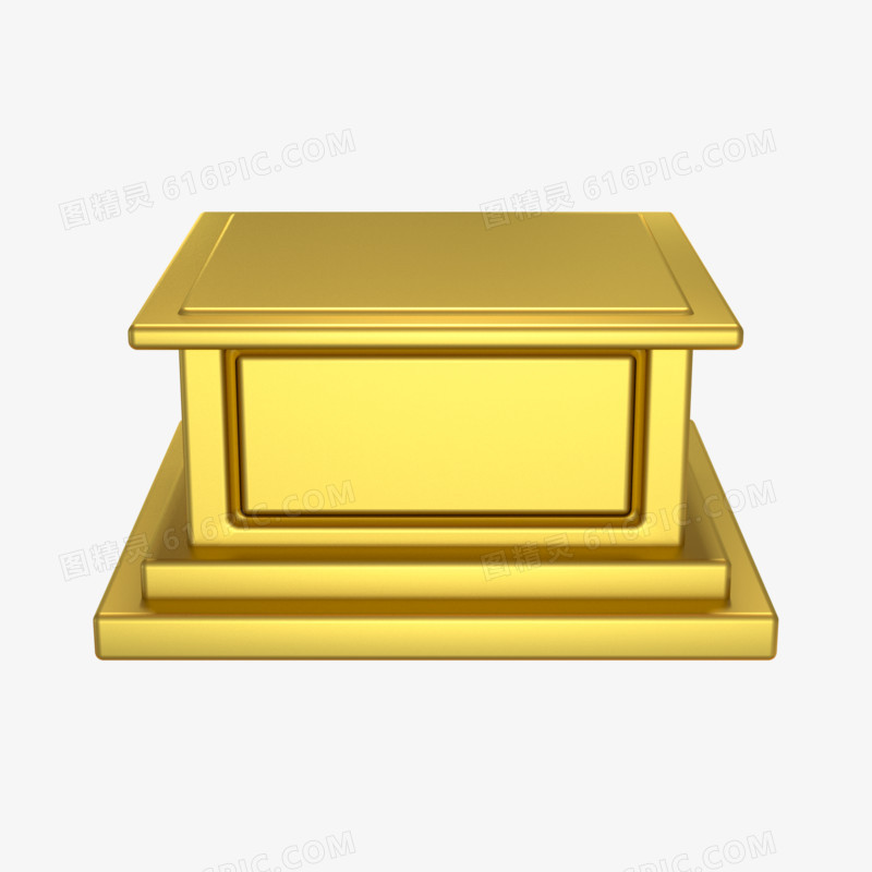 金色C4D立体奖杯底座元素