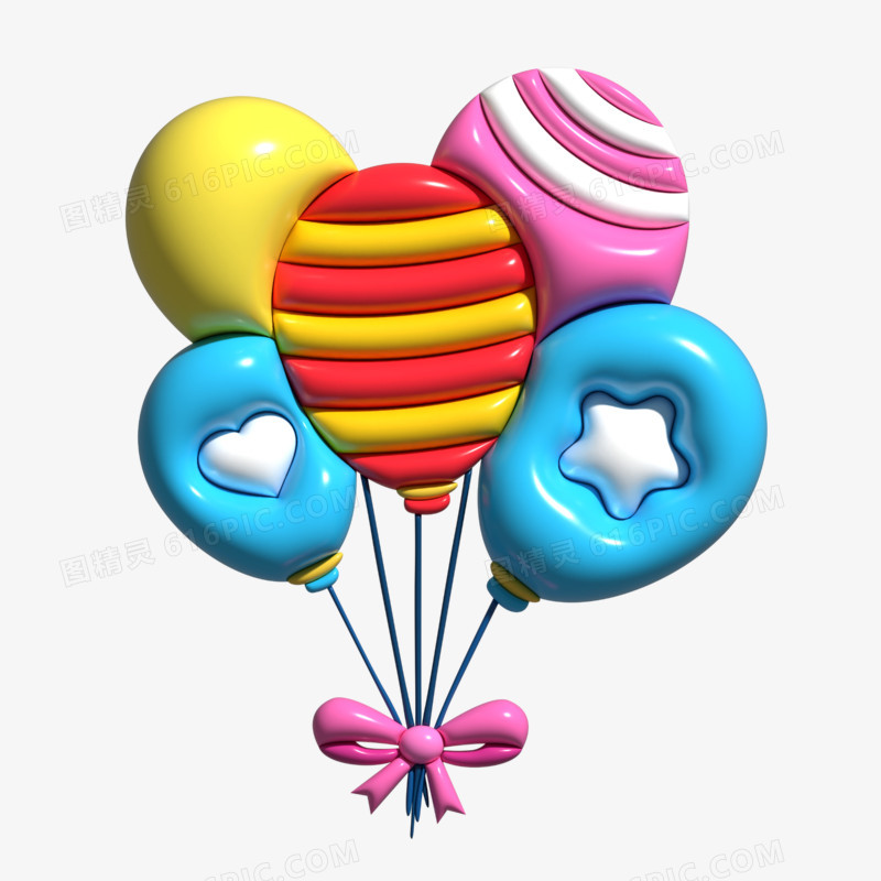 卡通矢量膨胀风一束气球元素