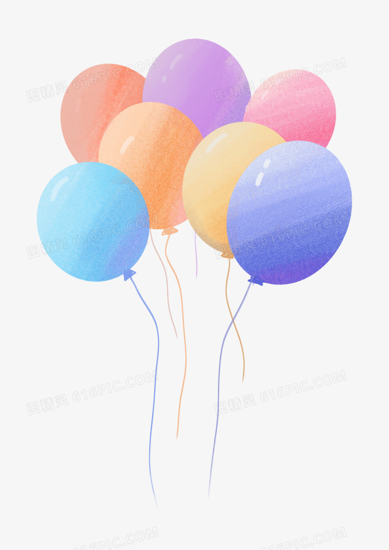 手绘彩色气球免抠元素