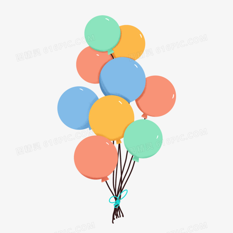 卡通手绘彩色气球元素