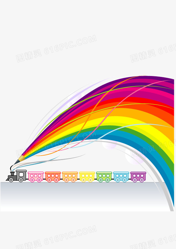 彩虹 云朵  矢量图 装饰图案  彩条 火车