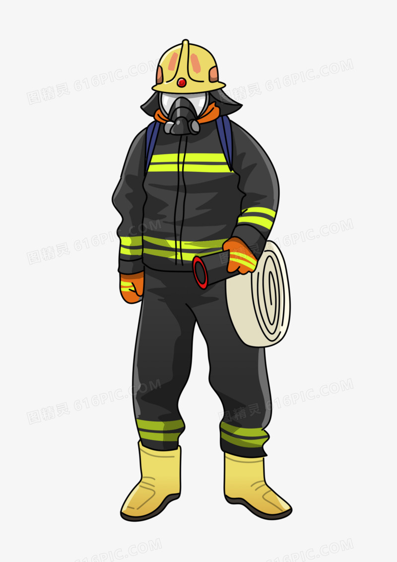 一组卡通职业人物形象套图之消防员免抠元素