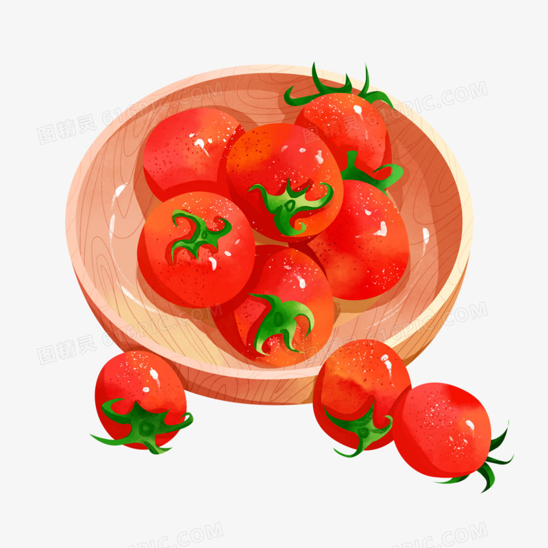 手绘健康蔬果小番茄元素