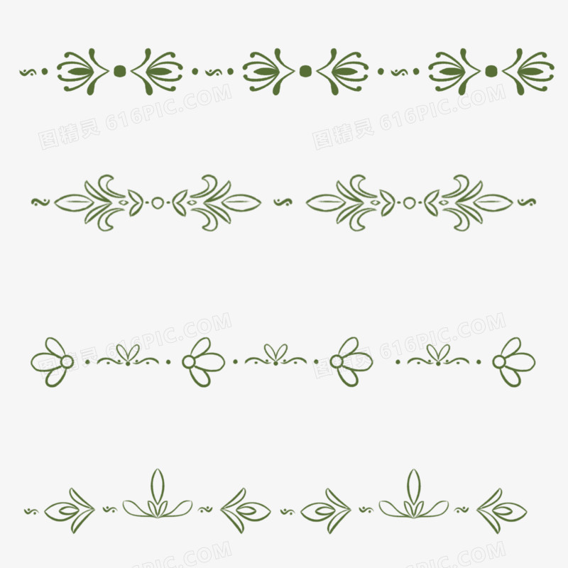 一组绿色中国风中式花边装饰元素
