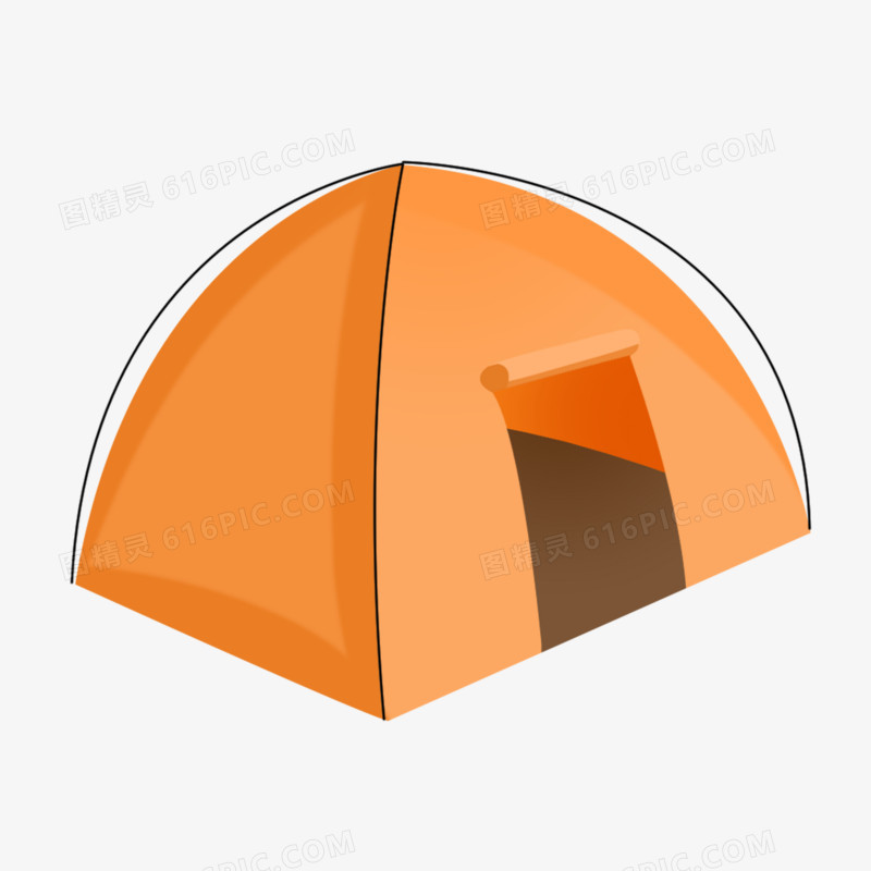 一组手绘插画露营用品合集之帐篷元素
