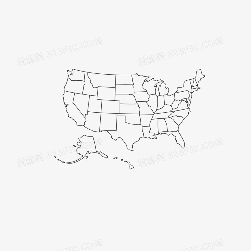 美国地图简化版